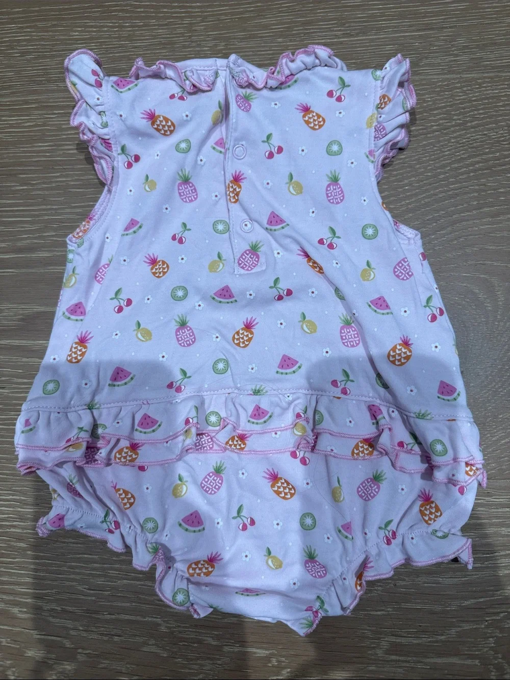 Kissy Kissy Baby Girls Pink Fruit Print Ruffle Romper